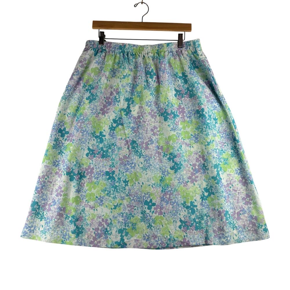 Vintage Folio Pull On A-Line Floral Skirt Womens 36 Cottagecore Romantic Garden